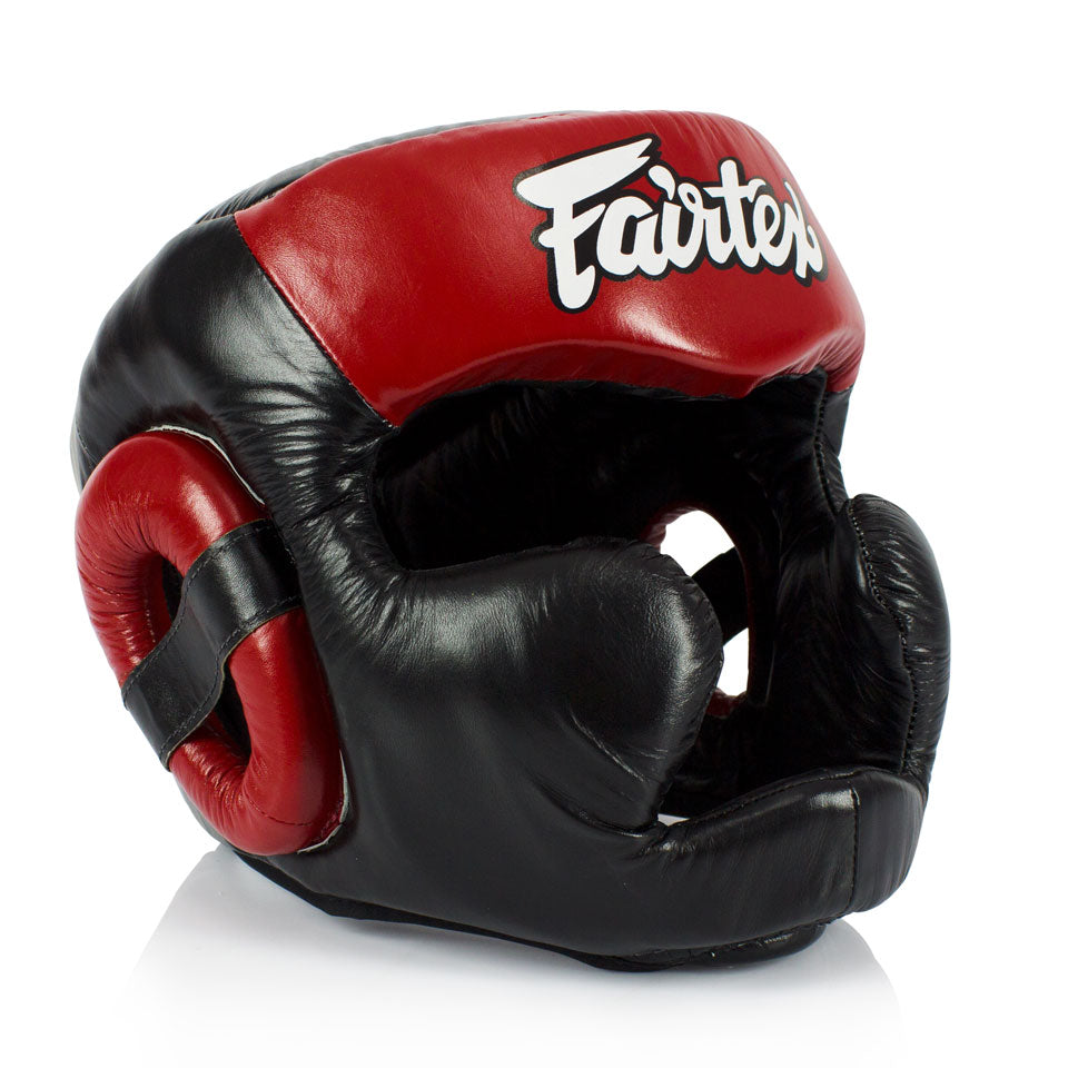 Fairtex HG13 Black-Red Full Coverage Headguard | Nak Muay Training