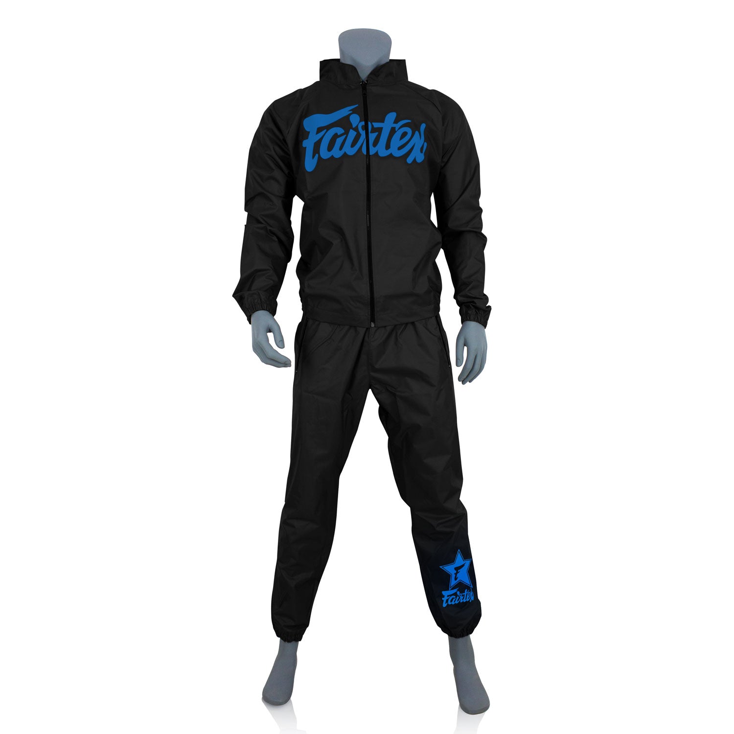 Fairtex VS3 Vinyl Sweat Suit Black Blue | Nak Muay Training Fairtex VS3 Vinyl Sweat Suit Black Blue | Nak Muay Training
