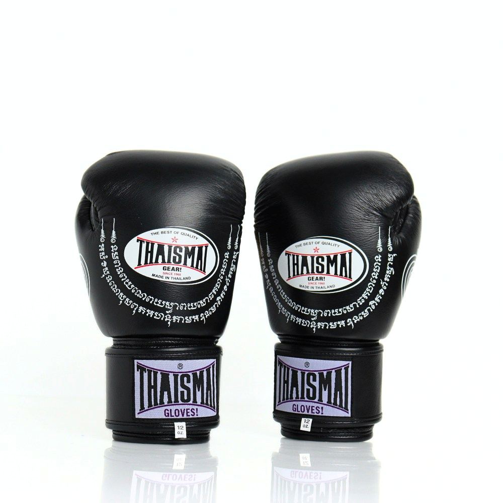Thaismai Sak Yant Muay Thai Boxing Gloves Black | Nak Muay Training