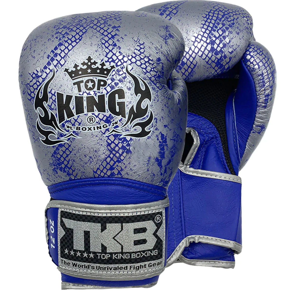 king fight gear Top King Boxing Gloves TKBGSS-02 Snake “Air" Blue Silver