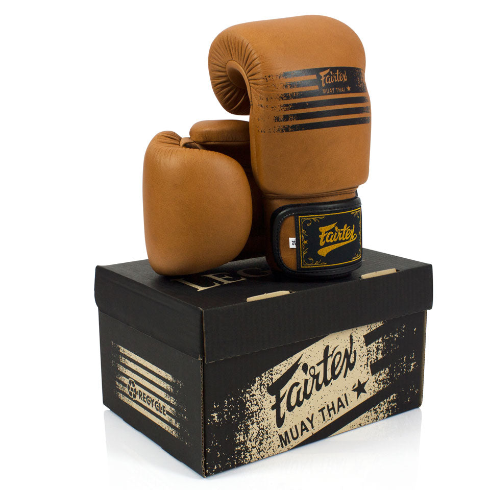 Fairtex BGV21 Legacy Brown Velcro Boxing Gloves - Nak Muay Training - Muay tHAI
