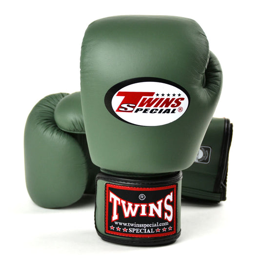 Twins Special BGVL3 Olive Velcro Boxing Gloves - Nak Muay Training - Muay tHAI