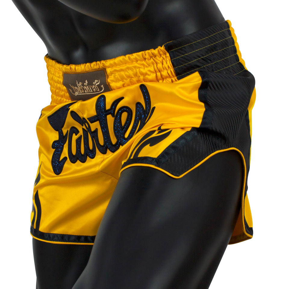 Fairtex BS1701 Yellow Slim Cut Muay Thai Shorts - Nak Muay Training - Muay tHAI