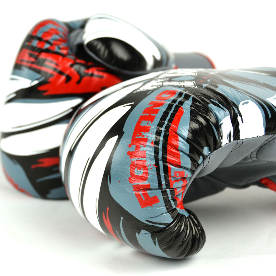 Twins Special FBGVL3-55 Grey-Red Demon Boxing Gloves - Nak Muay Training - Muay tHAI