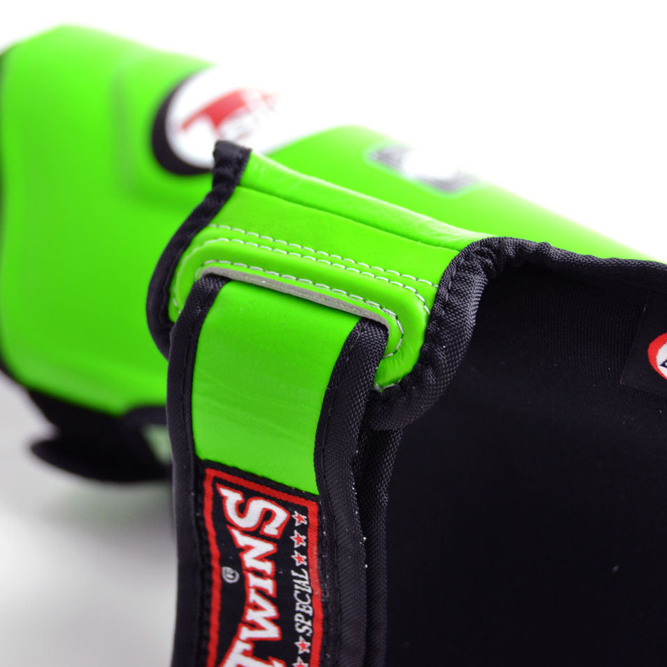 Twins SGL10 Green Double Padded Leather Shin Pads - Nak Muay Training - Muay tHAI