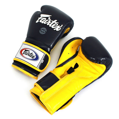 BGV9 Fairtex Blue-Yellow Mexican Style Boxing Gloves