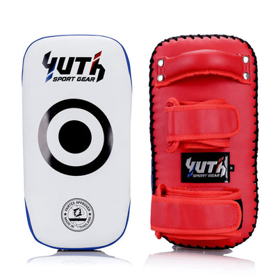 Yuth Thai Kick Pads White-Blue-Red