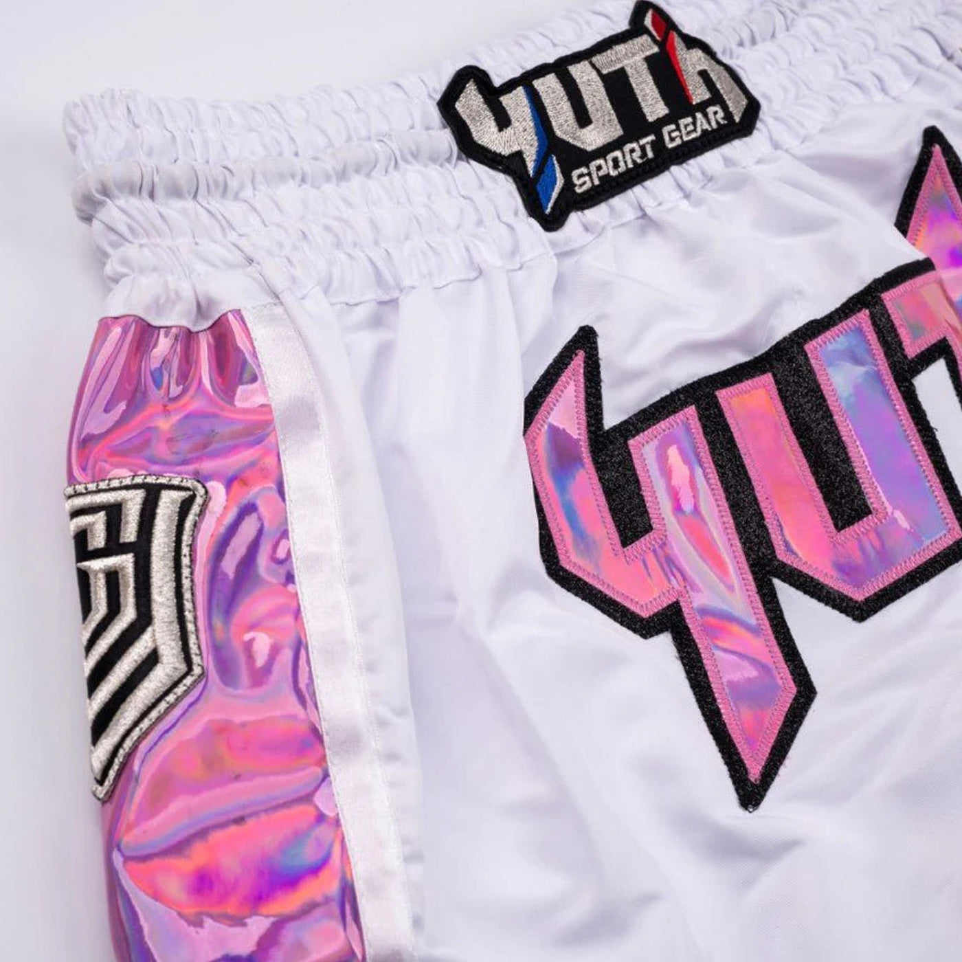 Yuth Hologram Muaythai Shorts White-Pink