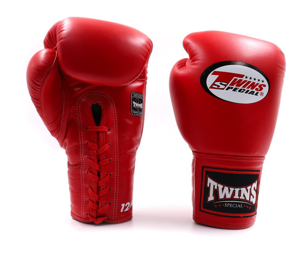 Twins Special Boxing Gloves Lace Up BGLL 1 Red | Nak Muay Training