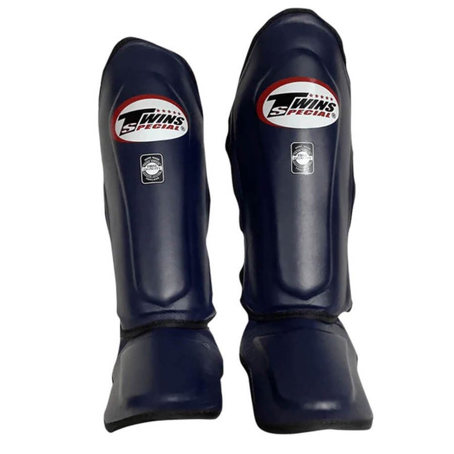 Twins SGL10 Navy Double Padded Leather Shin Guards - Nak Muay Training