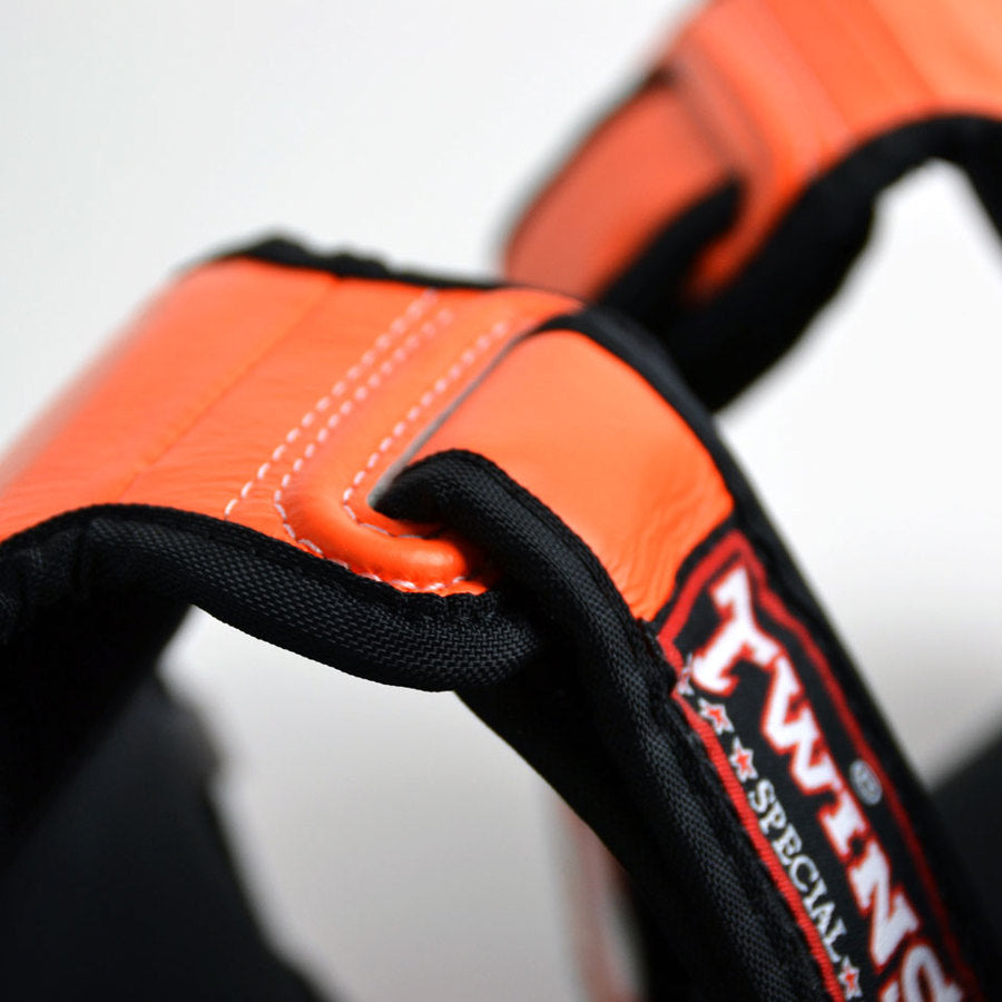 Twins SGL10 Orange Double Padded Leather Shin Guards - Nak Muay Training