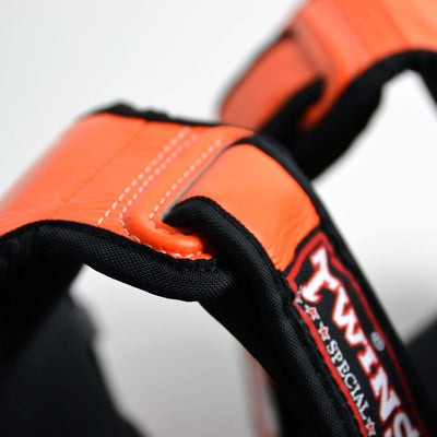 Twins SGL10 Orange Double Padded Leather Shin Guards - Nak Muay Training