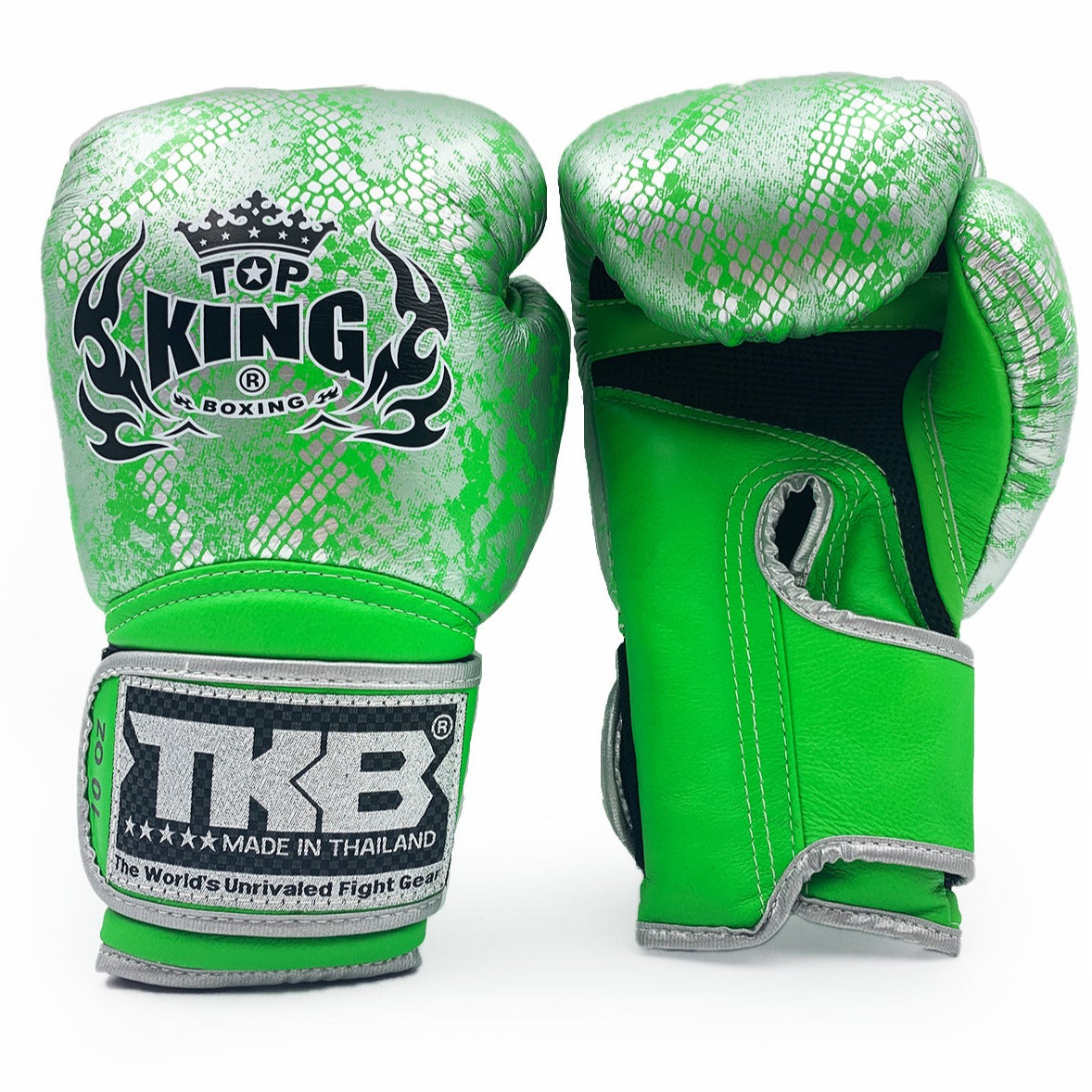 Top King Boxing Gloves TKBGSS-02 Snake “Air" Green Silver