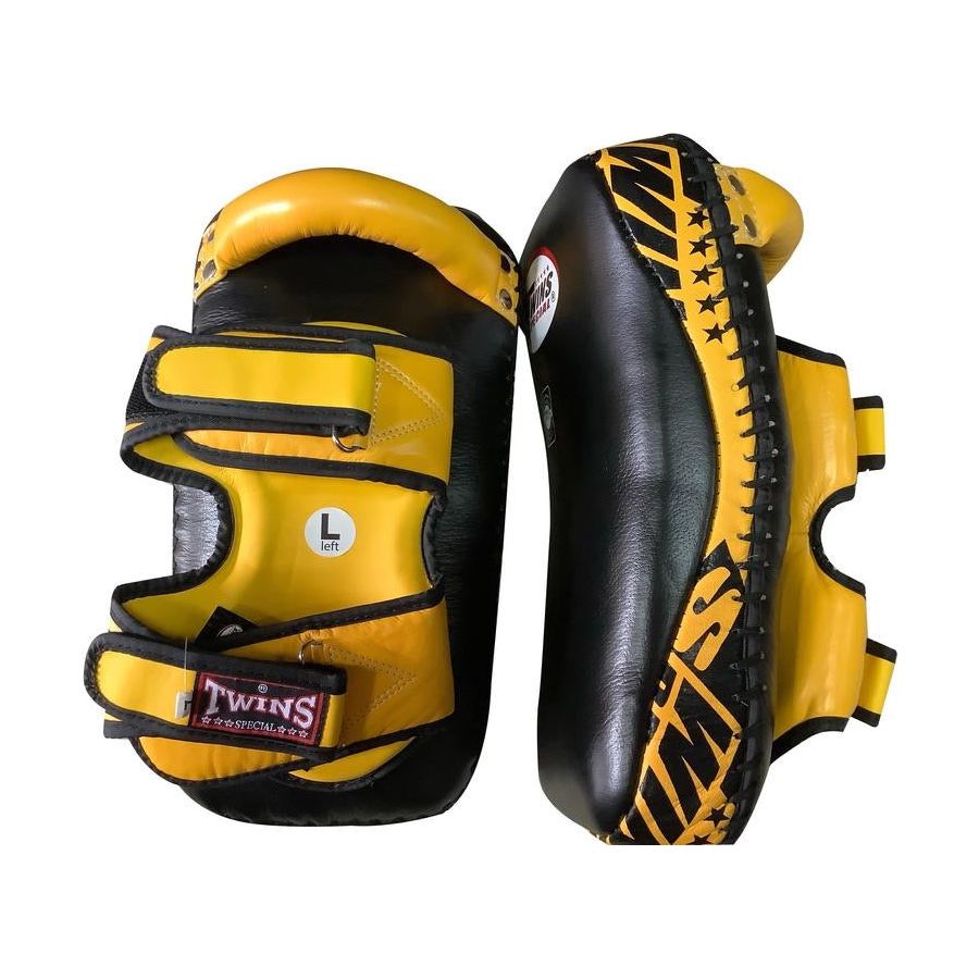 Twins Special KPL-12 Deluxe Thai Pads Black Yellow - Nak Muay Training