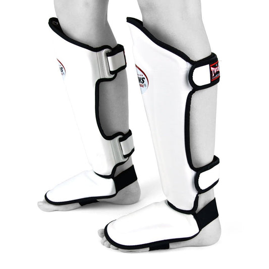 Twins SGL10 White Double Padded Leather Shin Guards