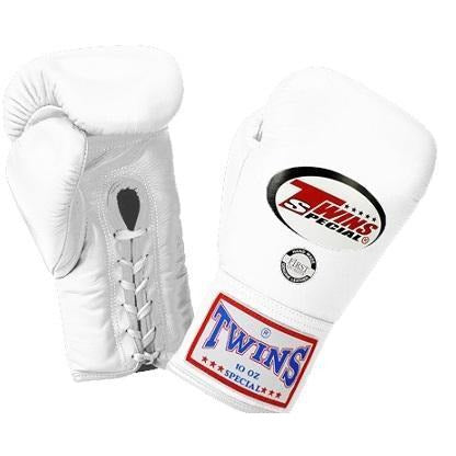 Twins Special Boxing Gloves Lace Up BGLL 1 White - Nak Muay Training