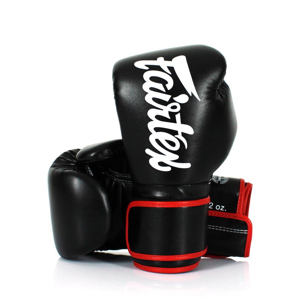 Fairtex BGV14 Solid Black Red Microfiber Gloves - Nak Muay Training - Muay tHAI
