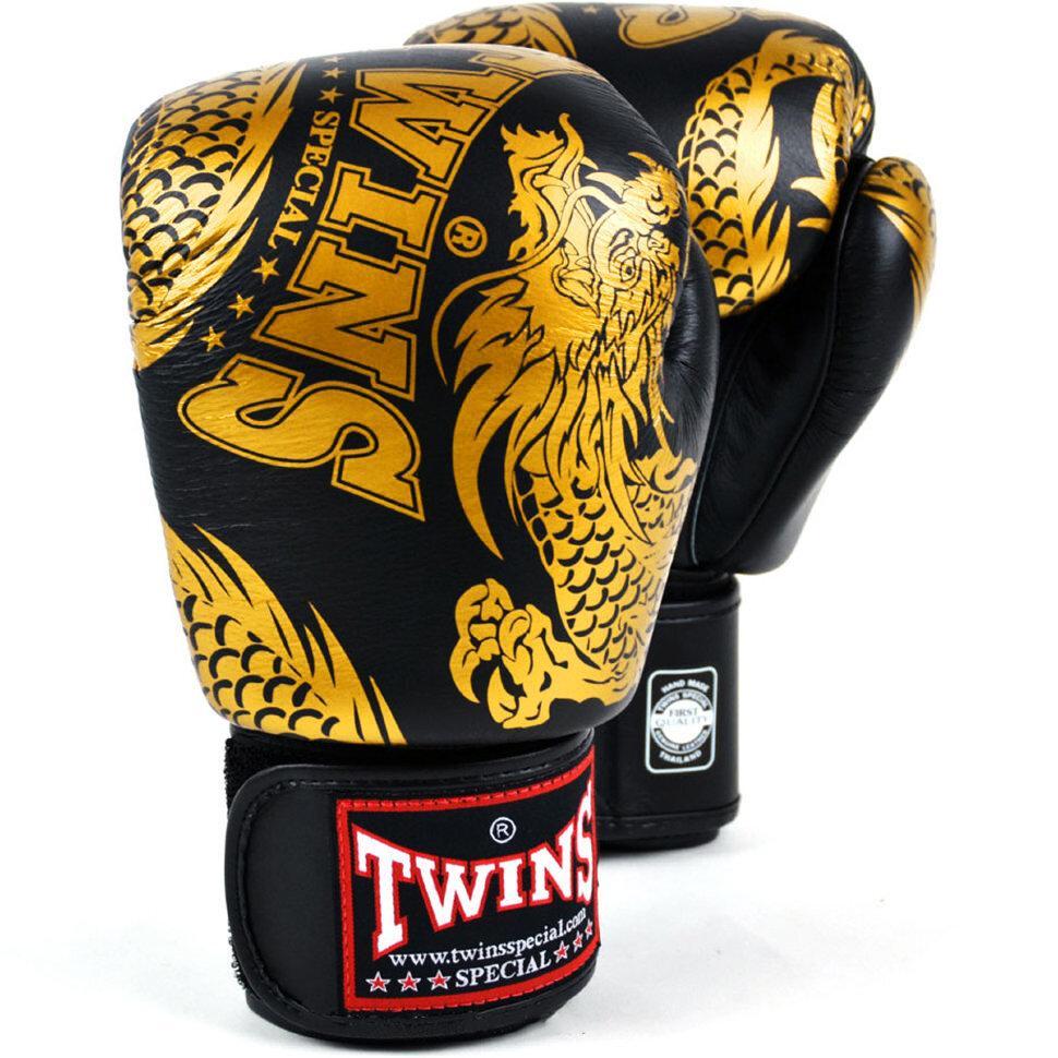 Twins Special FBGVL3-49 Flying Dragon Gold/Black Boxing Gloves - Nak Muay Training - Muay tHAI