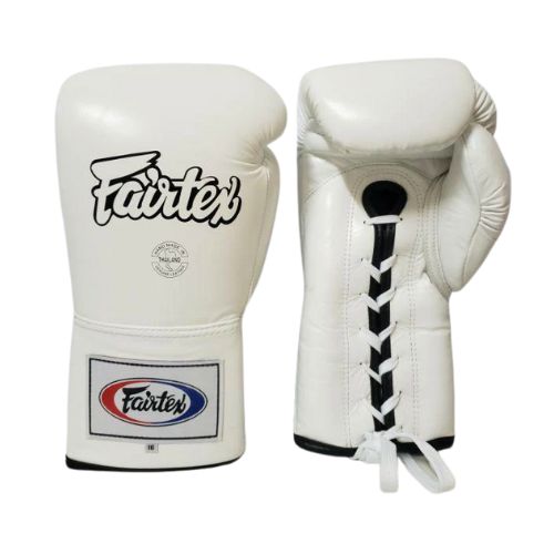 Fairtex Pro BGL 6 White Lace-Up Boxing Gloves