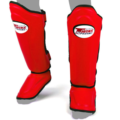 Twins SGL10 Red Double Padded Leather Shin Pads - Nak Muay Training - Muay tHAI