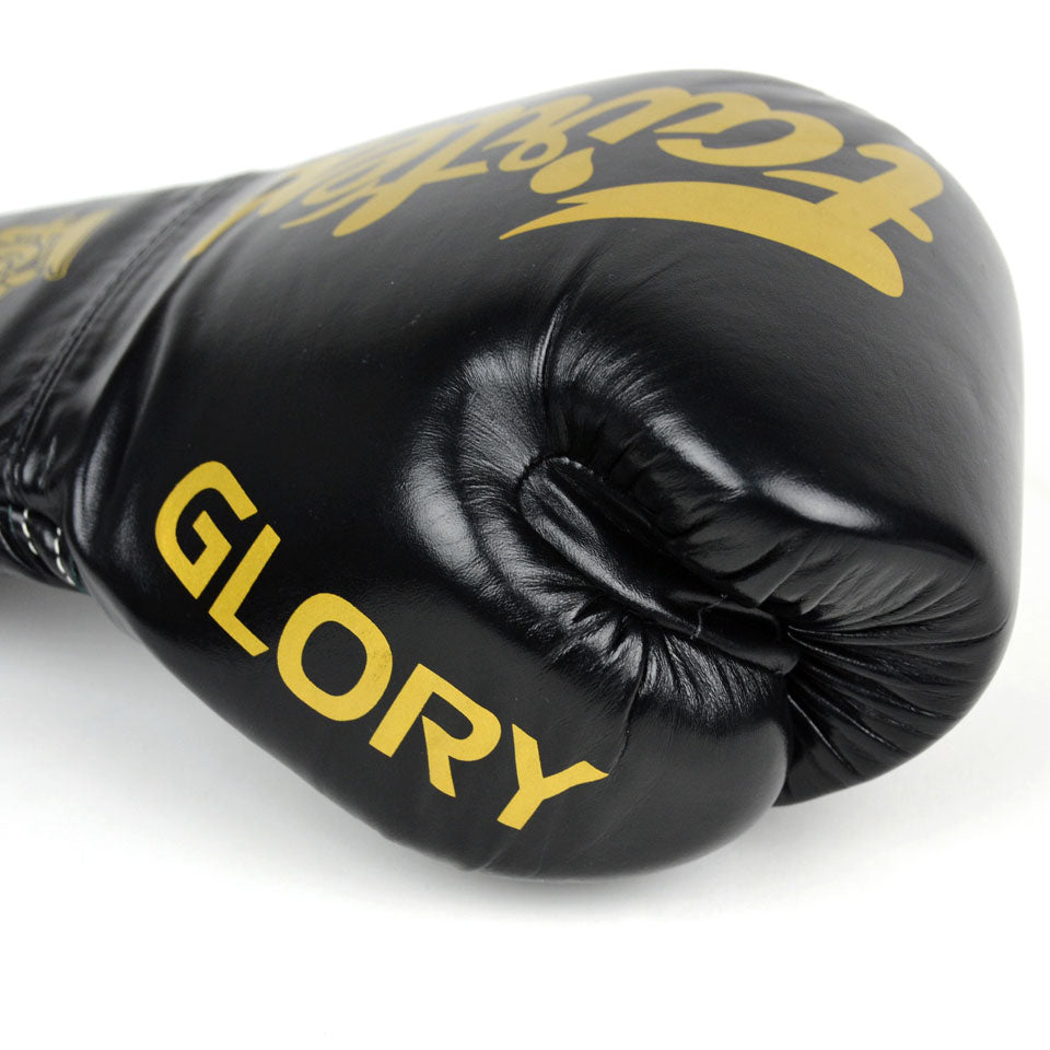 Fairtex X Glory Black BGLG1 Lace-up Boxing Gloves - Nak Muay Training - Muay tHAI