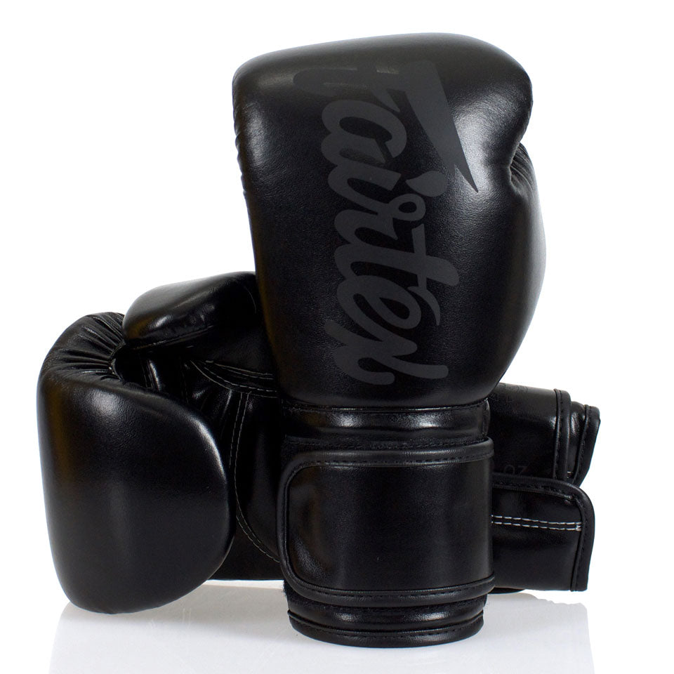 Fairtex BGV14 Solid Black Microfiber Gloves - Nak Muay Training - Muay tHAI