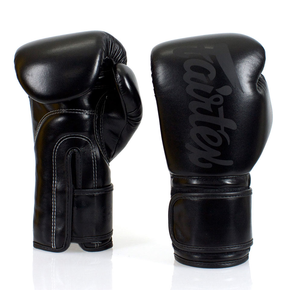 Fairtex BGV14 Solid Black Microfiber Gloves - Nak Muay Training - Muay tHAI