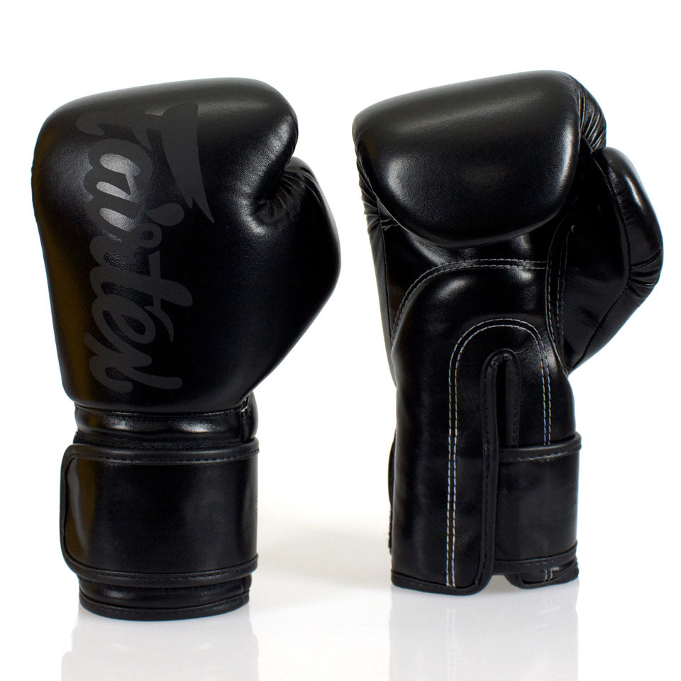 Fairtex BGV14 Solid Black Microfiber Gloves - Nak Muay Training - Muay tHAI