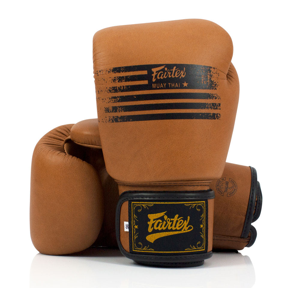 Fairtex BGV21 Legacy Brown Velcro Boxing Gloves - Nak Muay Training - Muay tHAI