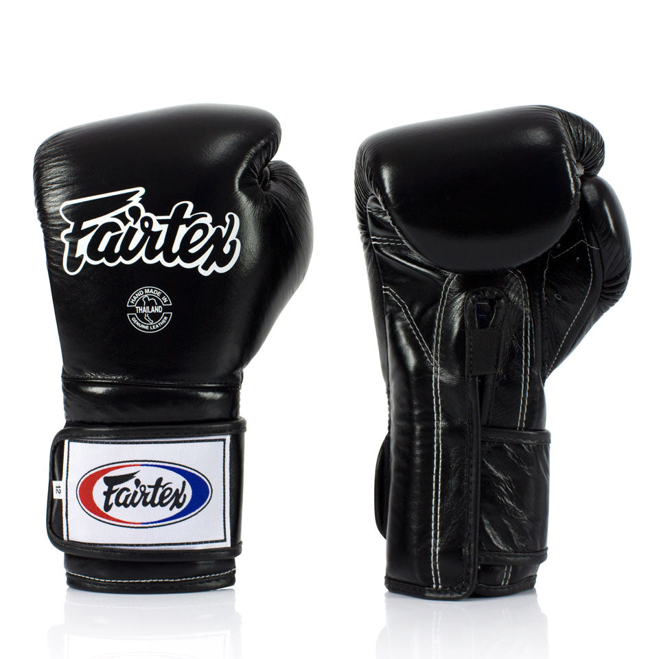 Fairtex BGV9 Black Mexican Style Boxing Gloves | Nak Muay Training