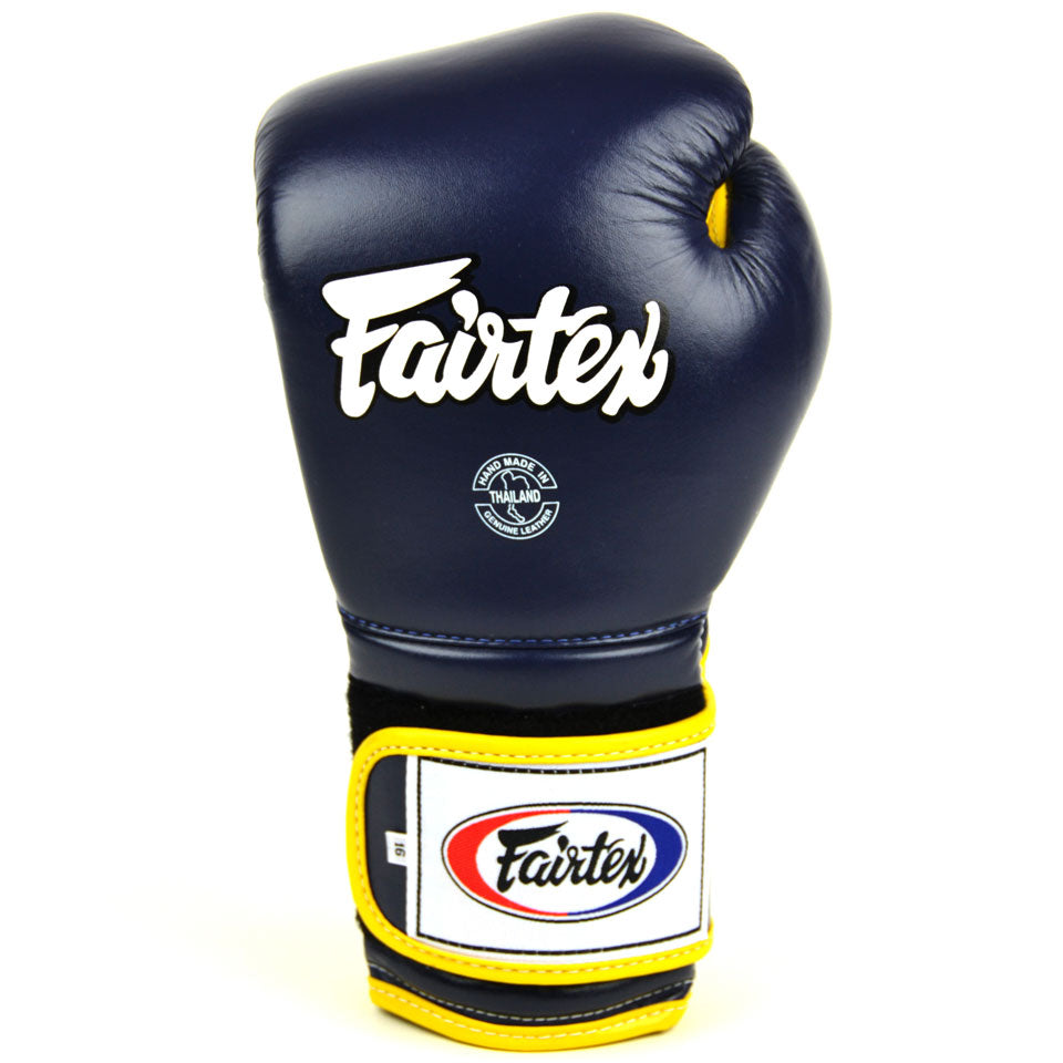 Fairtex BGV9 Blue-Yellow Mexican Style Boxing Gloves | Nak Muay