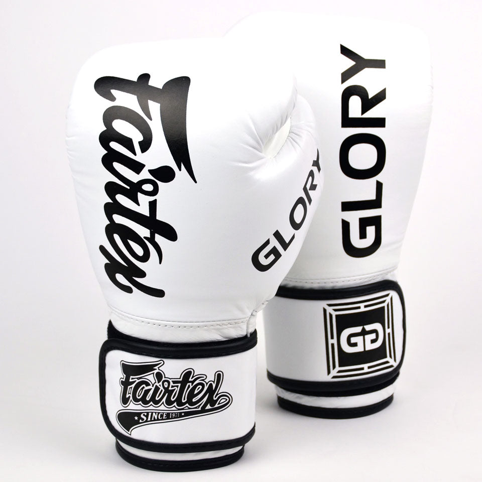 Fairtex X Glory BGVG1 White Velcro Boxing Gloves - Nak Muay Training - Muay tHAI
