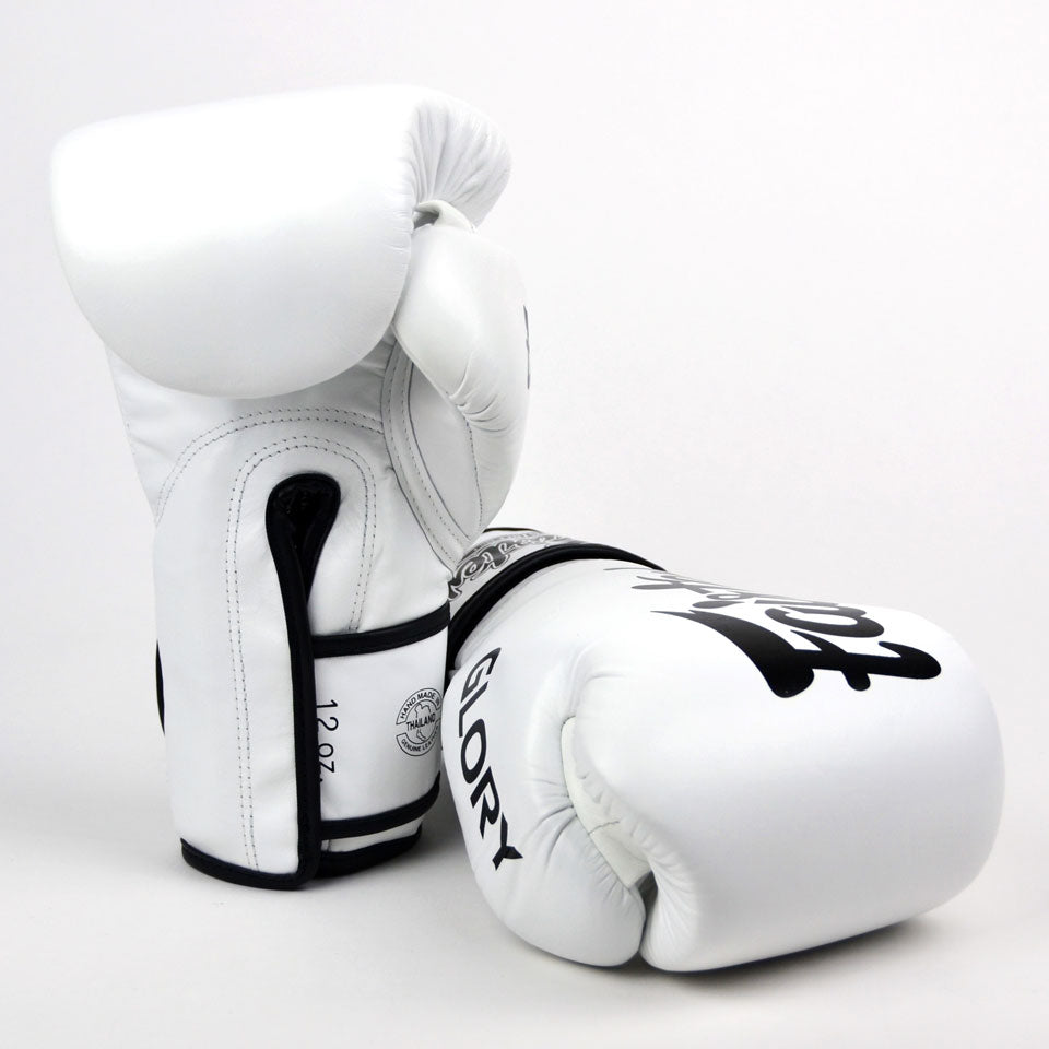 Fairtex X Glory BGVG1 White Velcro Boxing Gloves - Nak Muay Training - Muay tHAI