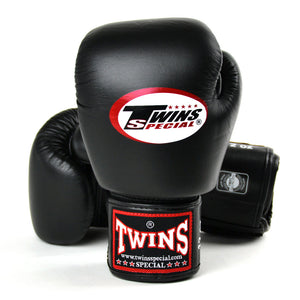 Twins Special BGVL3 Black Velcro Boxing Gloves - Nak Muay Training - Muay tHAI