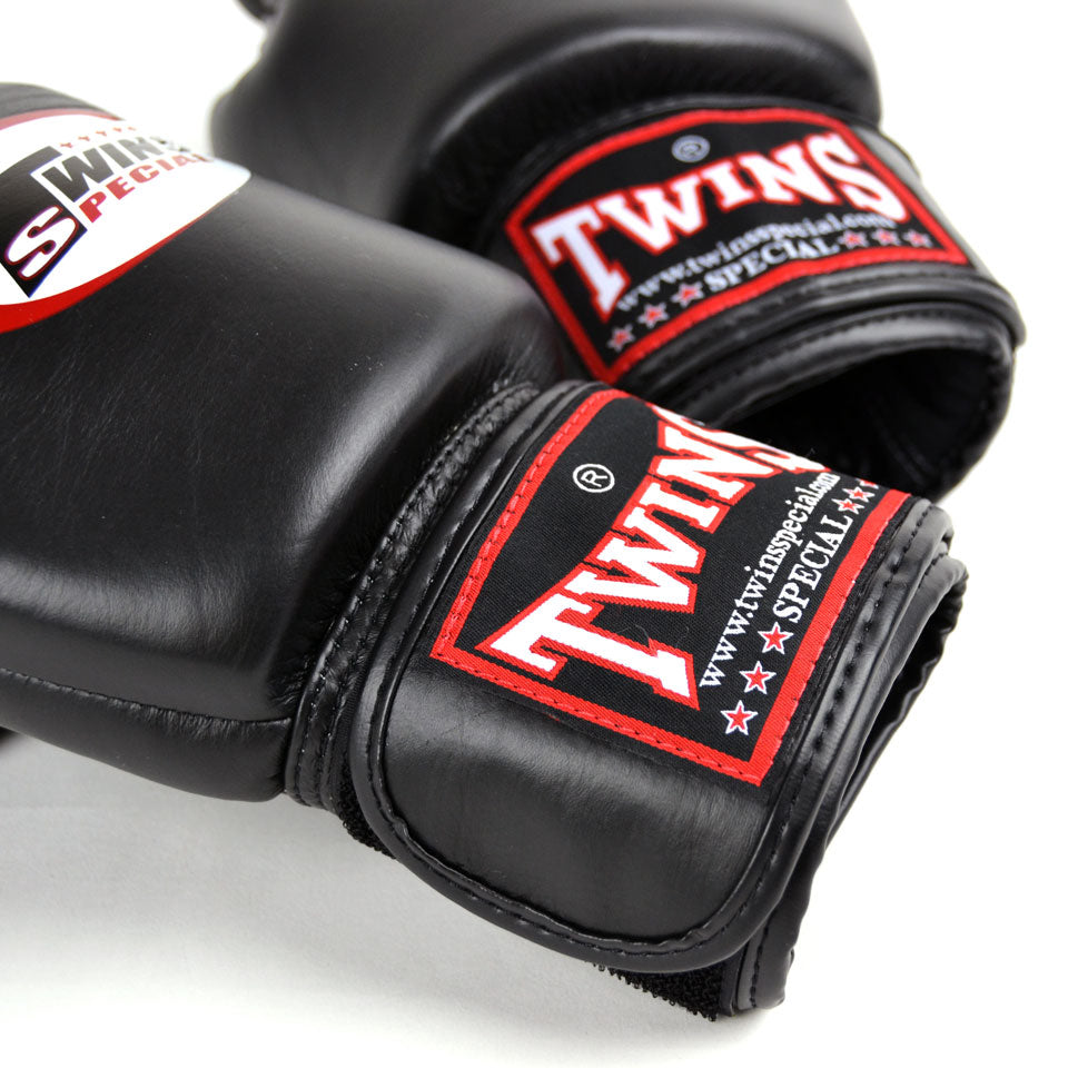 Twins Special BGVL3 Black Velcro Boxing Gloves - Nak Muay Training - Muay tHAI