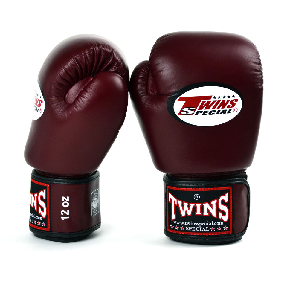 Twins Special BGVL3 Maroon Velcro Boxing Gloves | Nak Muay Training