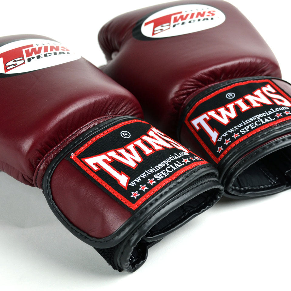 Twins Special BGVL3 Maroon Velcro Boxing Gloves - Nak Muay Training - Muay tHAI
