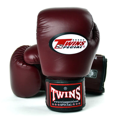 Twins Special BGVL3 Maroon Velcro Boxing Gloves - Nak Muay Training - Muay tHAI