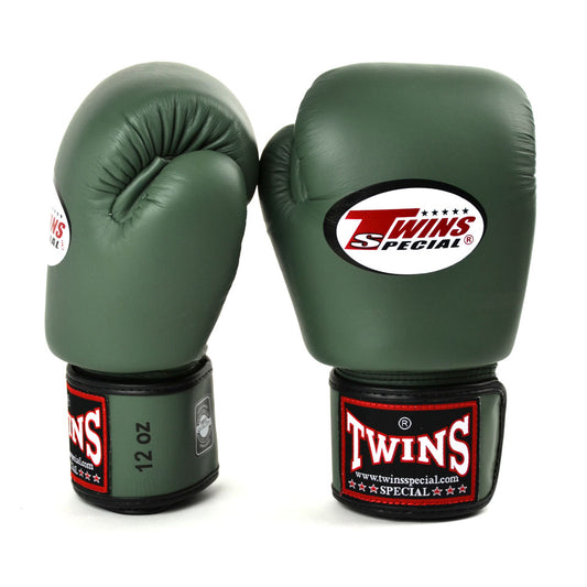 Twins Special BGVL3 Olive Velcro Boxing Gloves - Nak Muay Training - Muay tHAI