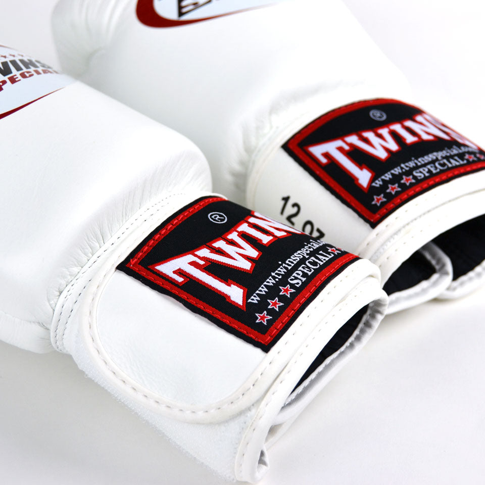 Twins Special BGVL3 White Velcro Boxing Gloves - Nak Muay Training - Muay tHAI