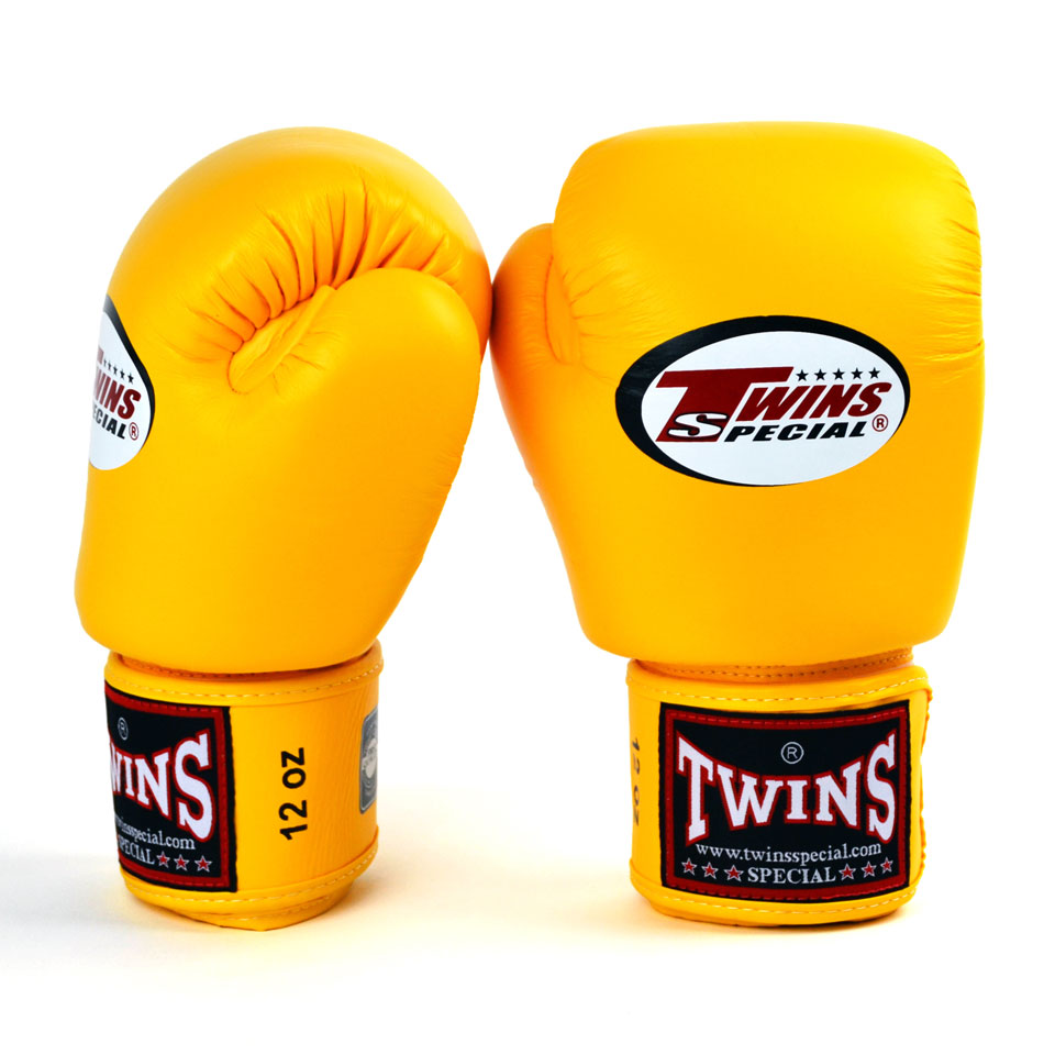 Twins Special BGVL3 Yellow Velcro Boxing Gloves