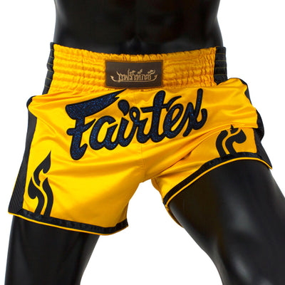 Fairtex BS1701 Yellow Slim Cut Muay Thai Shorts - Nak Muay Training - Muay tHAI