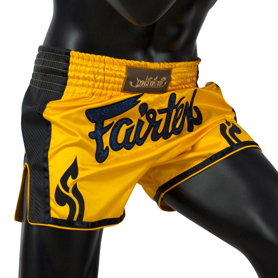 Fairtex BS1701 Yellow Slim Cut Muay Thai Shorts - Nak Muay Training - Muay tHAI