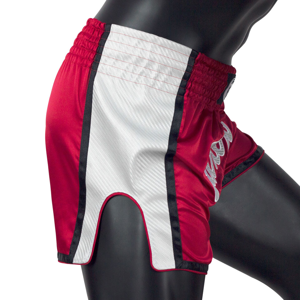 Fairtex BS1704 Red-White Slim Cut Muay Thai Shorts - Nak Muay Training - Muay tHAI