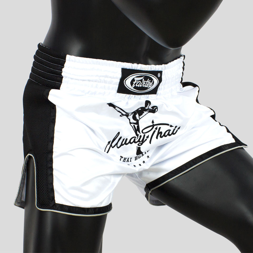 Fairtex BS1707 White Slim Cut Muay Thai Shorts - Nak Muay Training - Muay tHAI