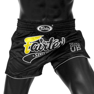 Fairtex BS1708 Black Slim Cut Muay Thai Shorts - Nak Muay Training - Muay tHAI