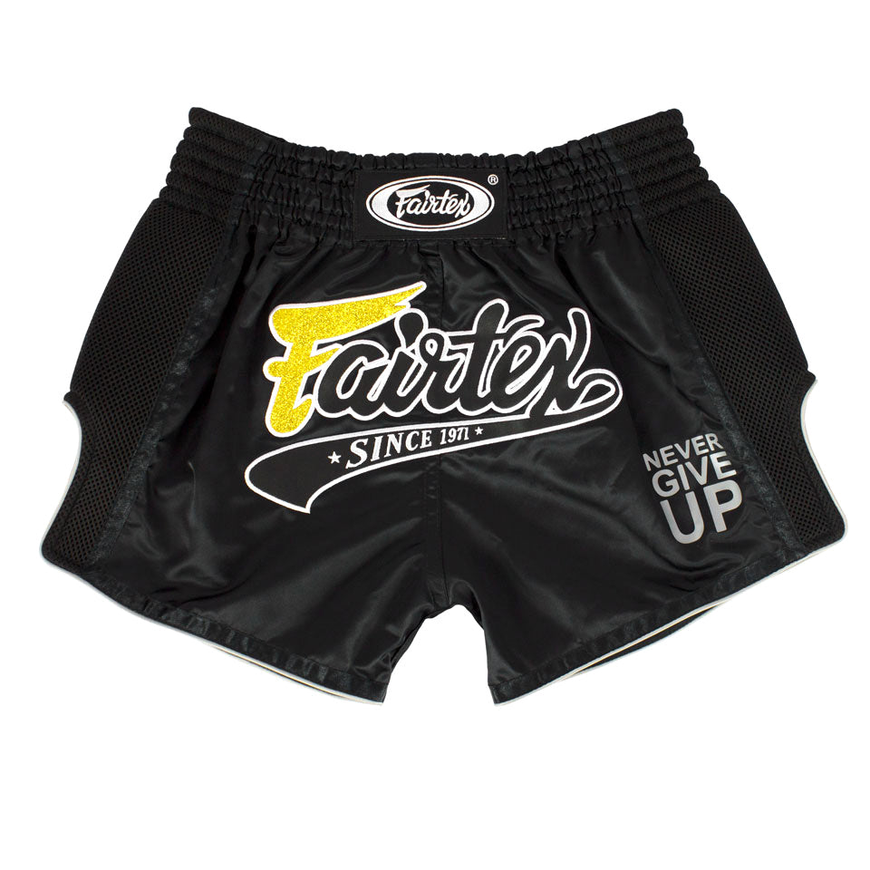 Fairtex BS1708 Black Slim Cut Muay Thai Shorts - Nak Muay Training - Muay tHAI
