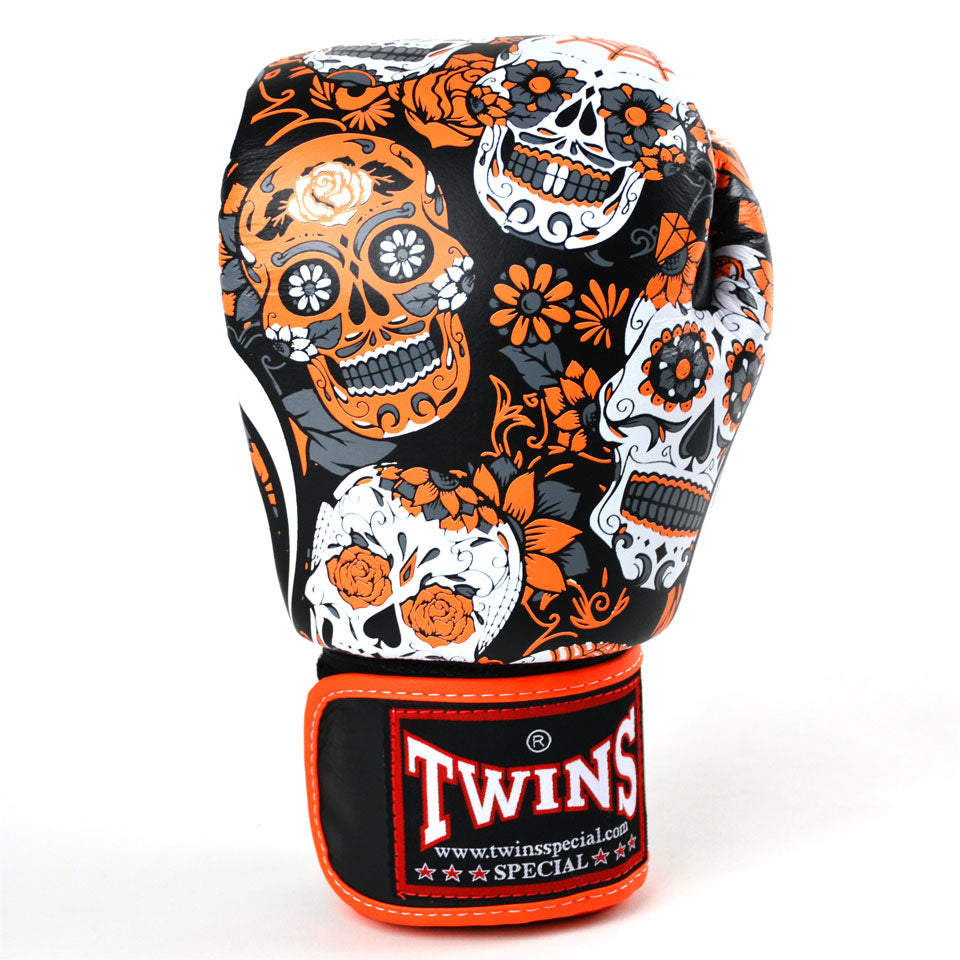 Twins Special FBGVL3-53 Orange Skull Boxing Gloves - Nak Muay Training - Muay tHAI