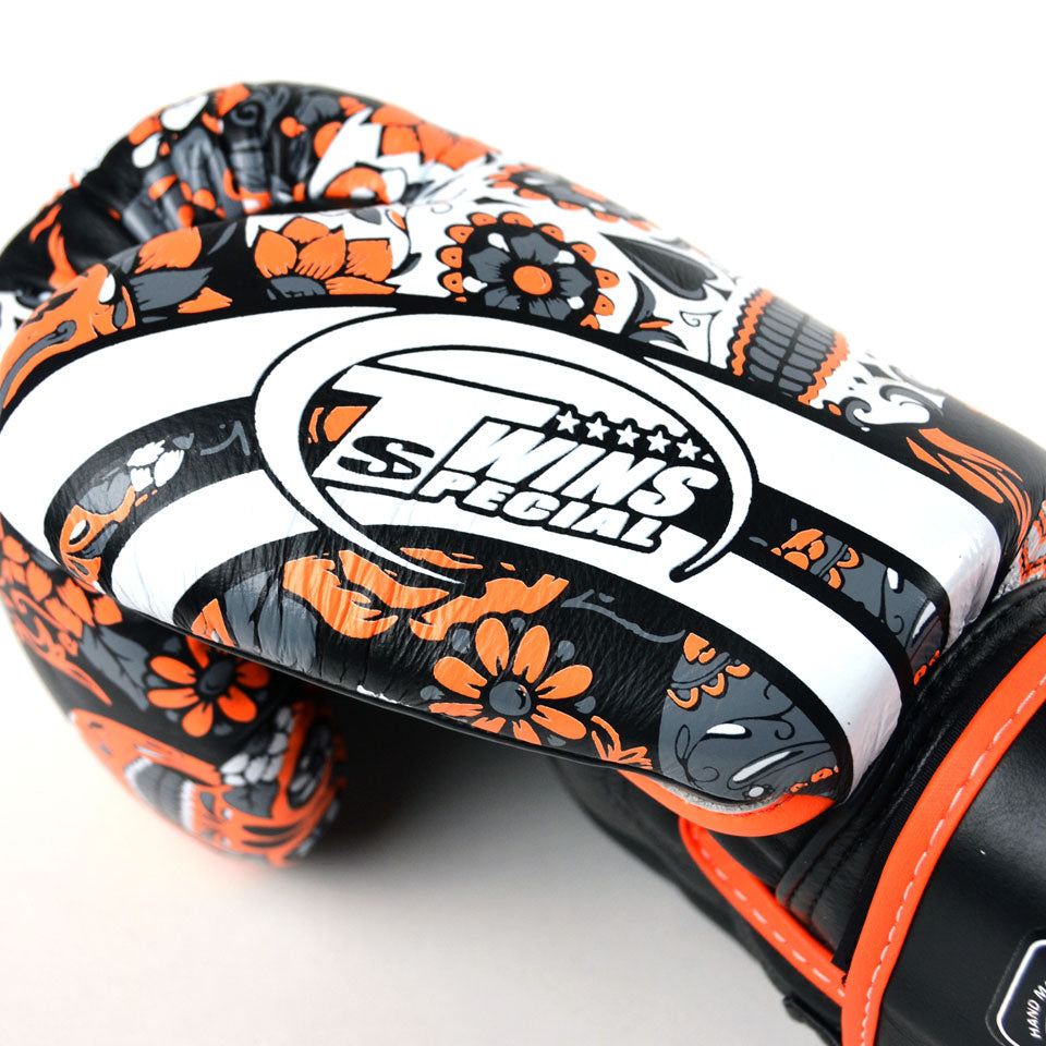 Twins Special FBGVL3-53 Orange Skull Boxing Gloves - Nak Muay Training - Muay tHAI