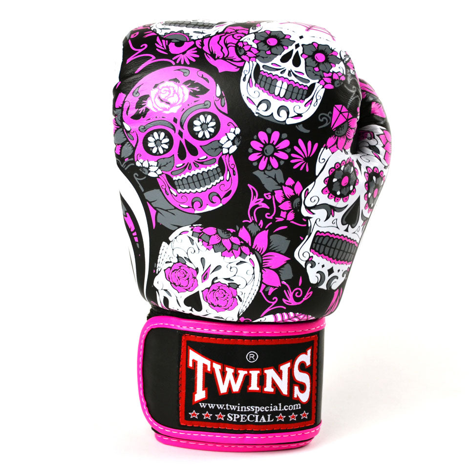 Twins Special FBGVL3-53 Pink Skull Boxing Gloves | Nak Muay Training